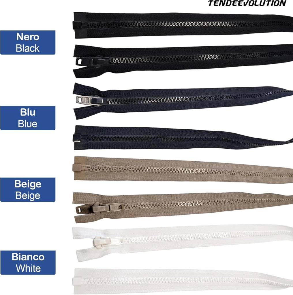 Cerniera Lampo Divisibile Nera 200cm Nautica Catena 10 - Resistente ai Raggi UV e Corrosione - Ideale per Imbarcazioni & Teli