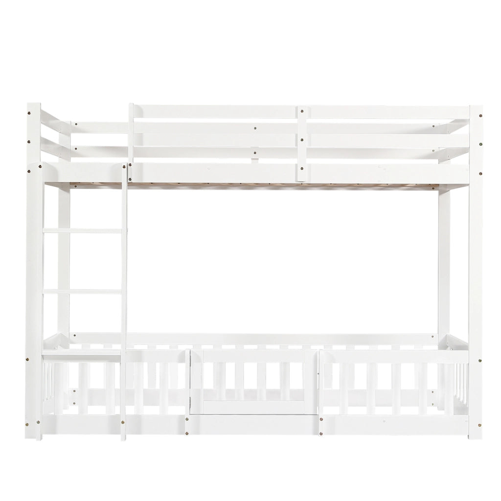 Letto a Castello in Legno di Pino con Scala ¨C MINIMAL ¨C Bianco 90x200