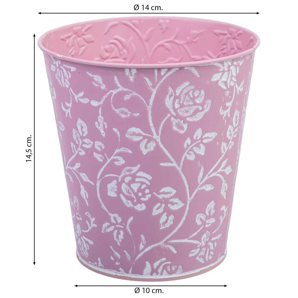 Cubo in metallo rosa D14x14,5h cm B10
