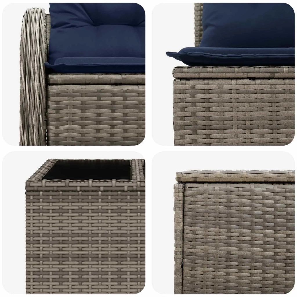 Set di divani 8 pz Grigio e Blu Navy Rattan sintetico e Acciaio 3448061