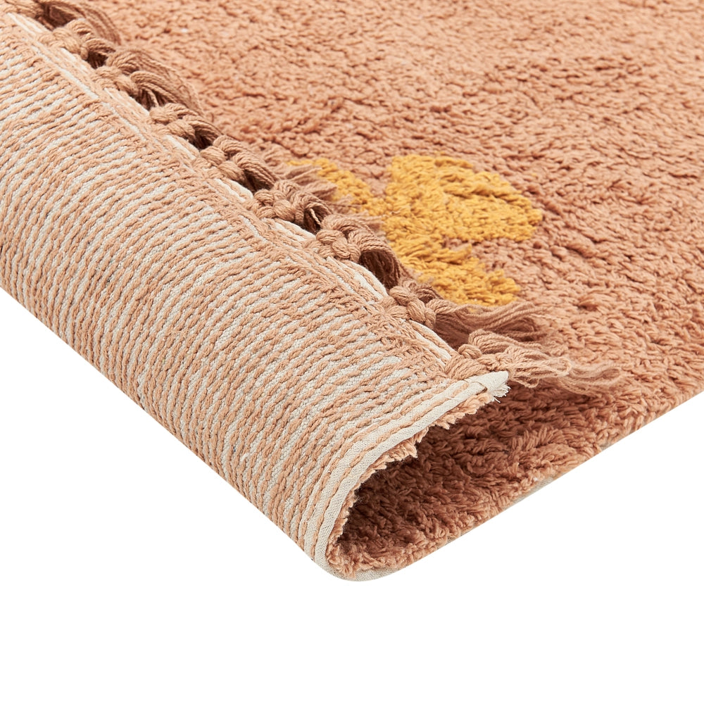 Tappeto in cotone con nappe e motivo a geometrico arancione 80 x 150 cm soggiorno camera da letto