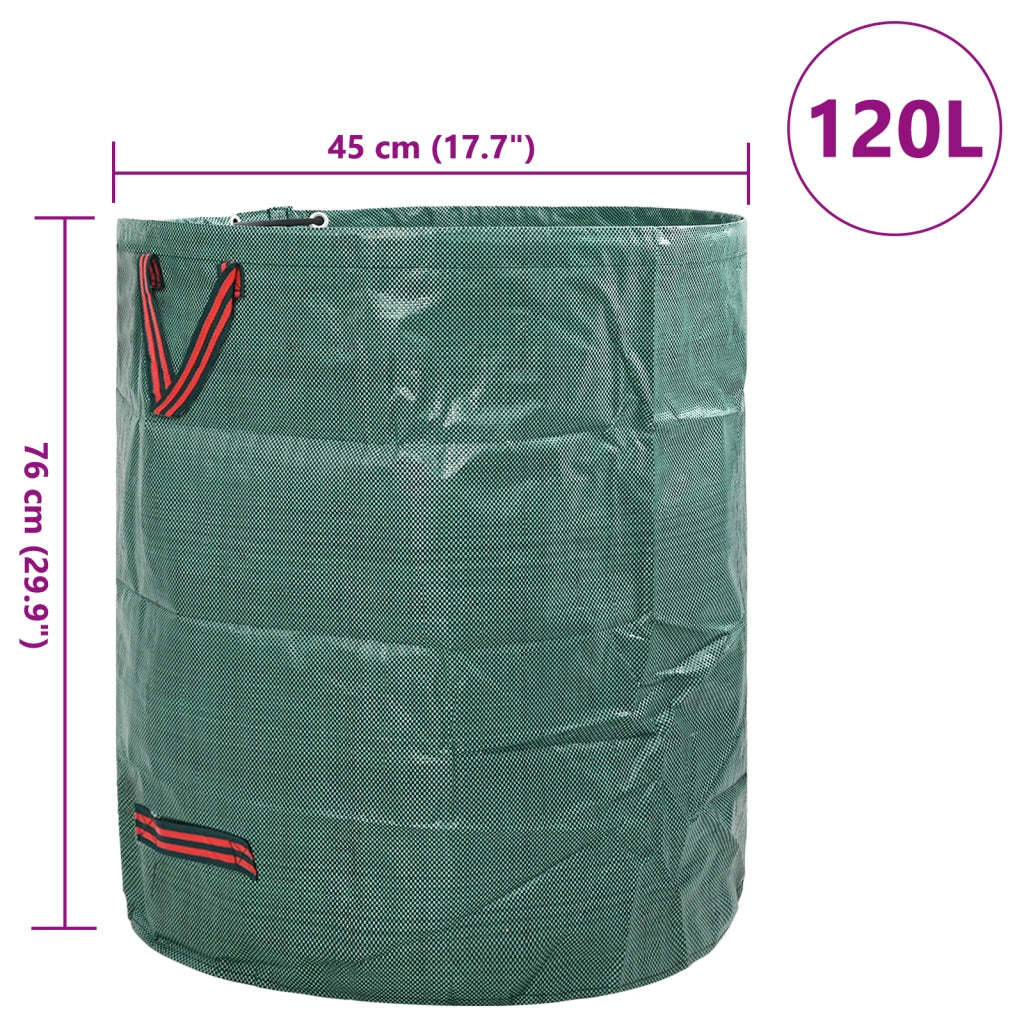 Borse per rifiuti da giardino  con manici 12 pz pieghevoli rotonde verdi 120 L
