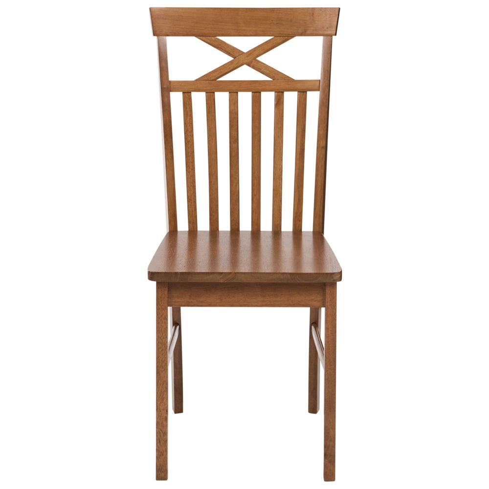 Set di 2 sedie da pranzo marrone con legno chiaro in stile tradizionale