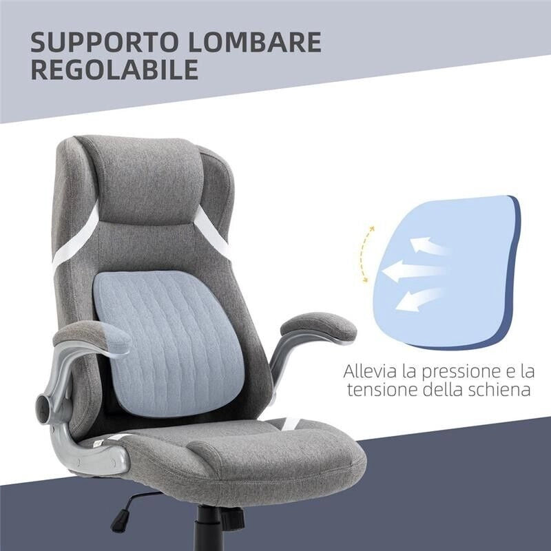 SEDIA DA UFFICIO RECLINABILE IN TESSUTO CON ALTEZZA REGOLABILE, 68X76X109-117 CM