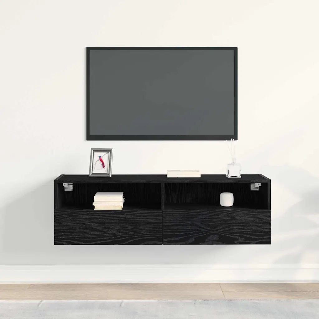 Mobile TV da Parete | Armadietto TV | Mobile Porta TV Rovere Nero 100 x 30 x 30 cm