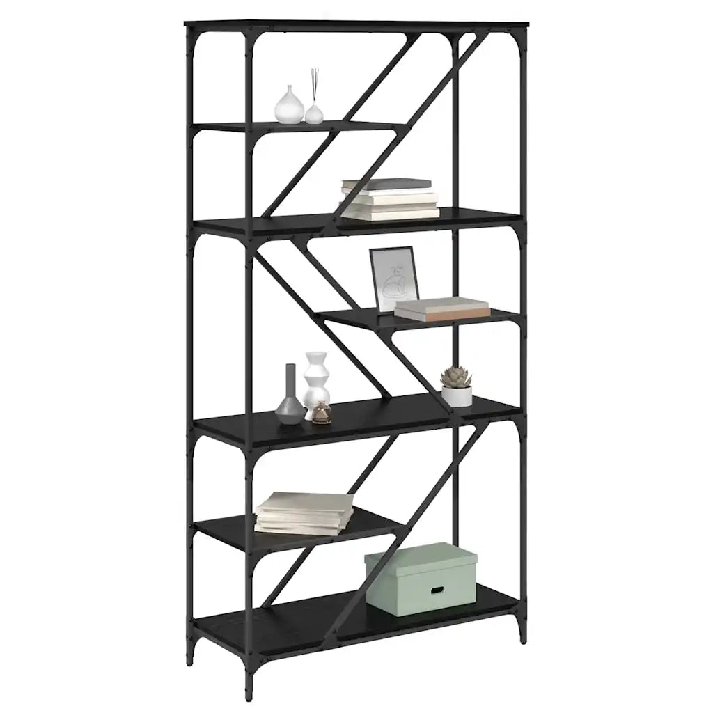 Libreria-Scaffale per Libri-Mobile di Stoccaggio Rovere Nero 91 x 36 x 176 cm Legno multistrato
