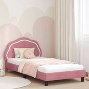Struttura letto bambini con testata-Giroletto per bambini Rosa 90 x 190 cm Velluto 304698