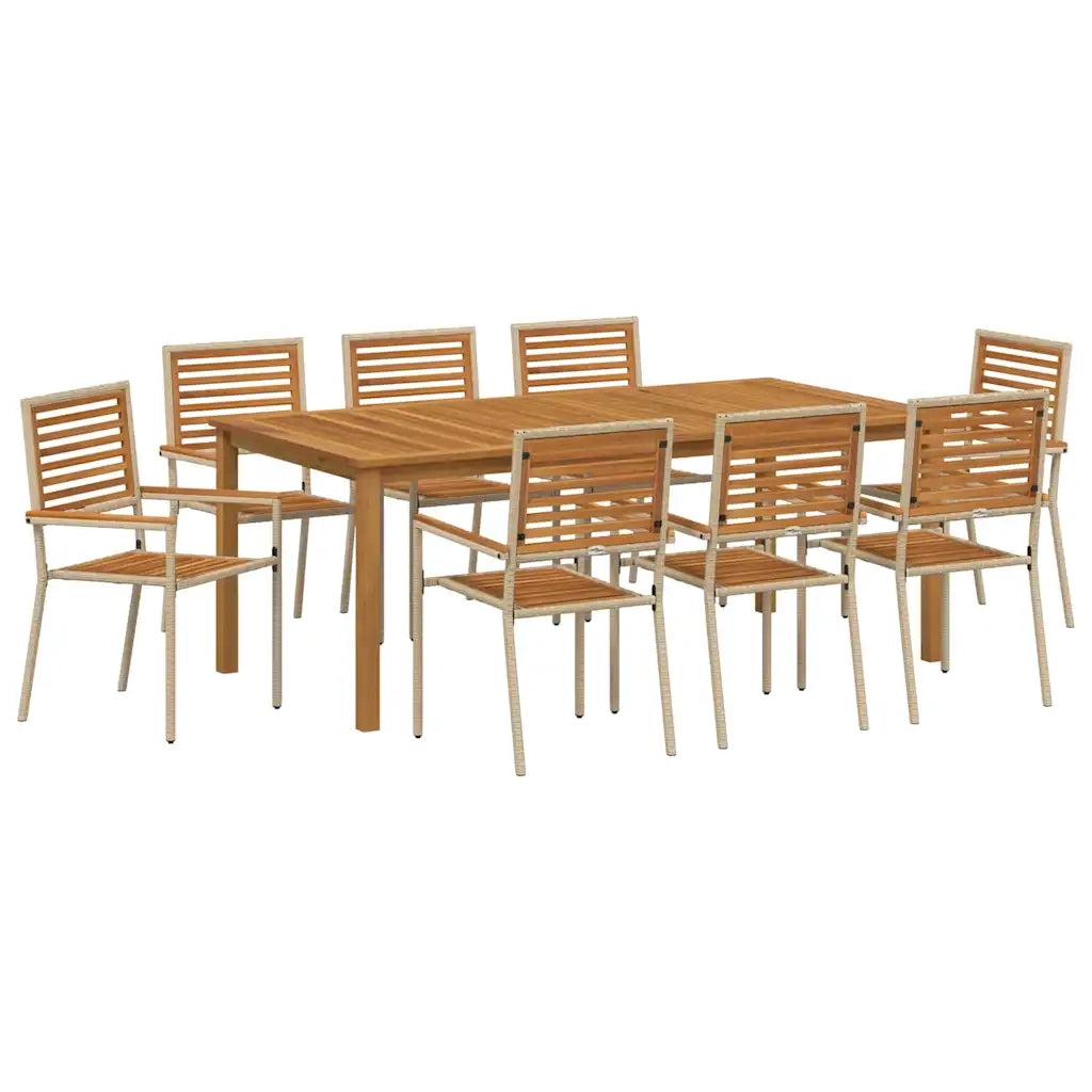 Set da Pranzo per Giardino 9 pcs Beige Legno di Acacia Massello 3365528