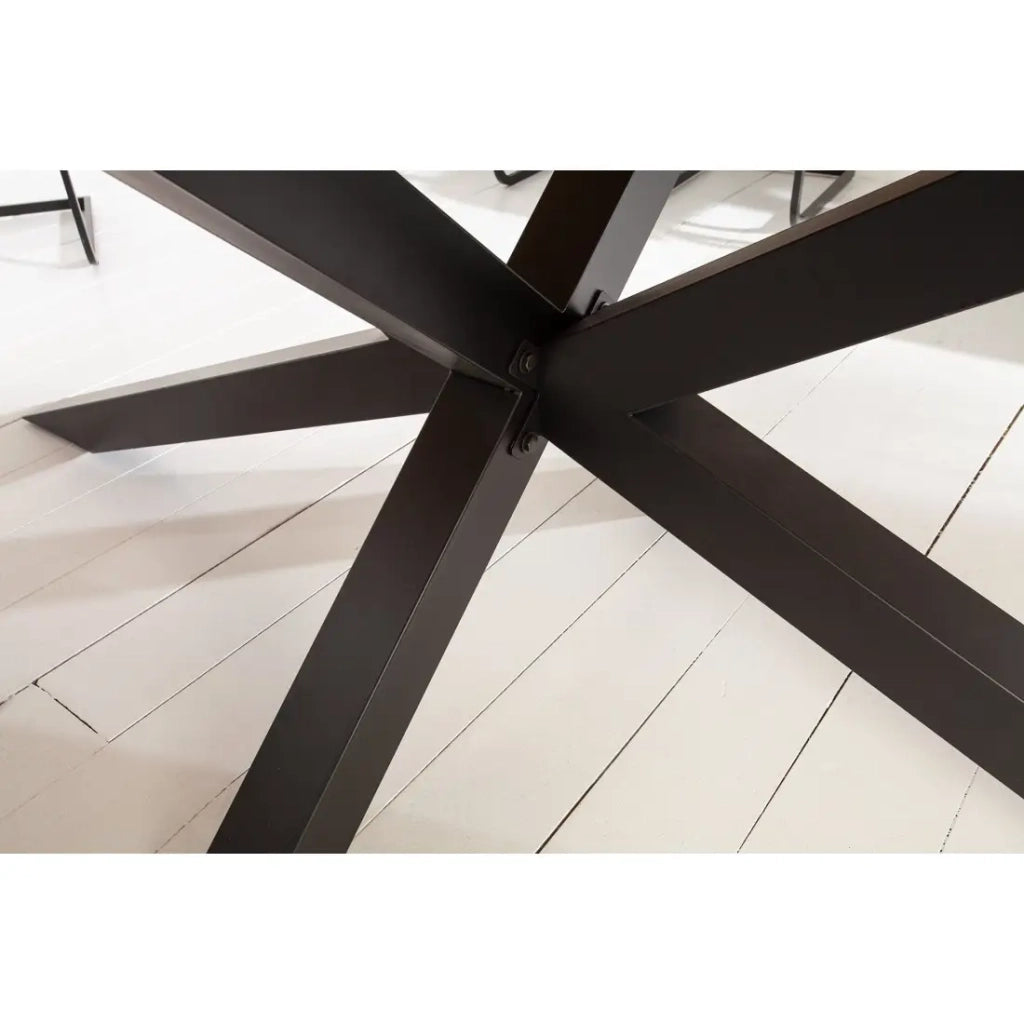 Tavolo da pranzo SOLARA – Legno di pino riciclato e metallo nero – 200 cm – Piano spesso 60 mm – Stile industriale