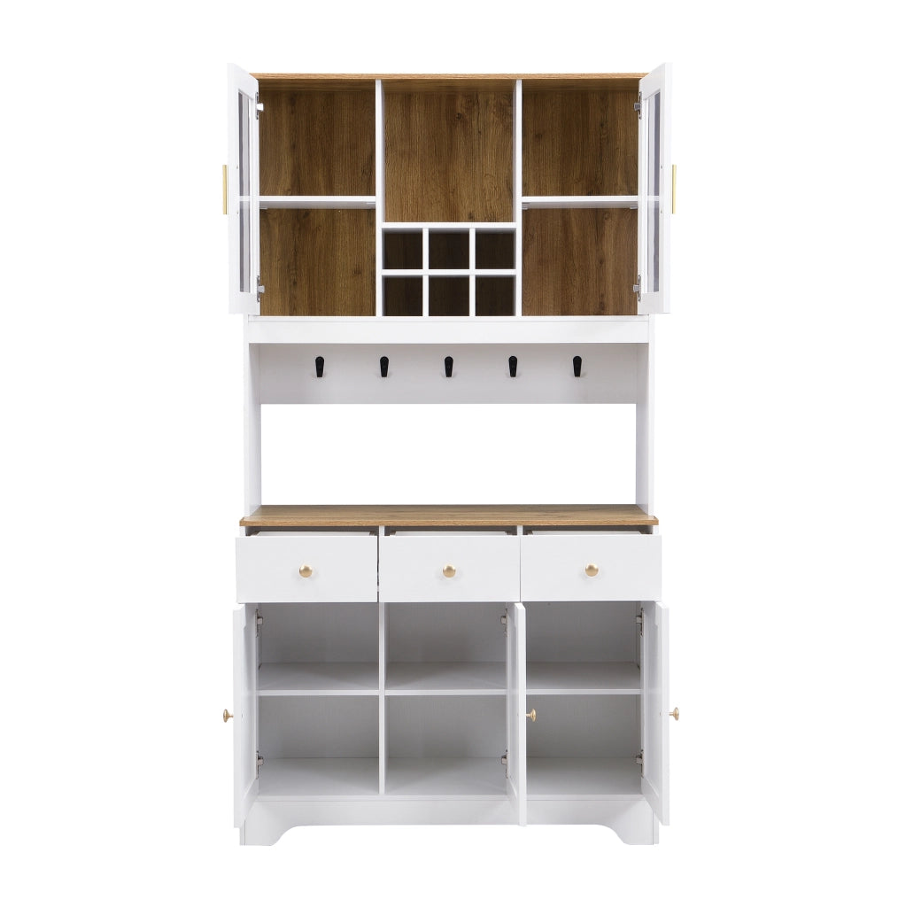 Credenza alta 94.5x30x175.5 cm con ante in acrilico e chiusura ammortizzata; MDF bianco