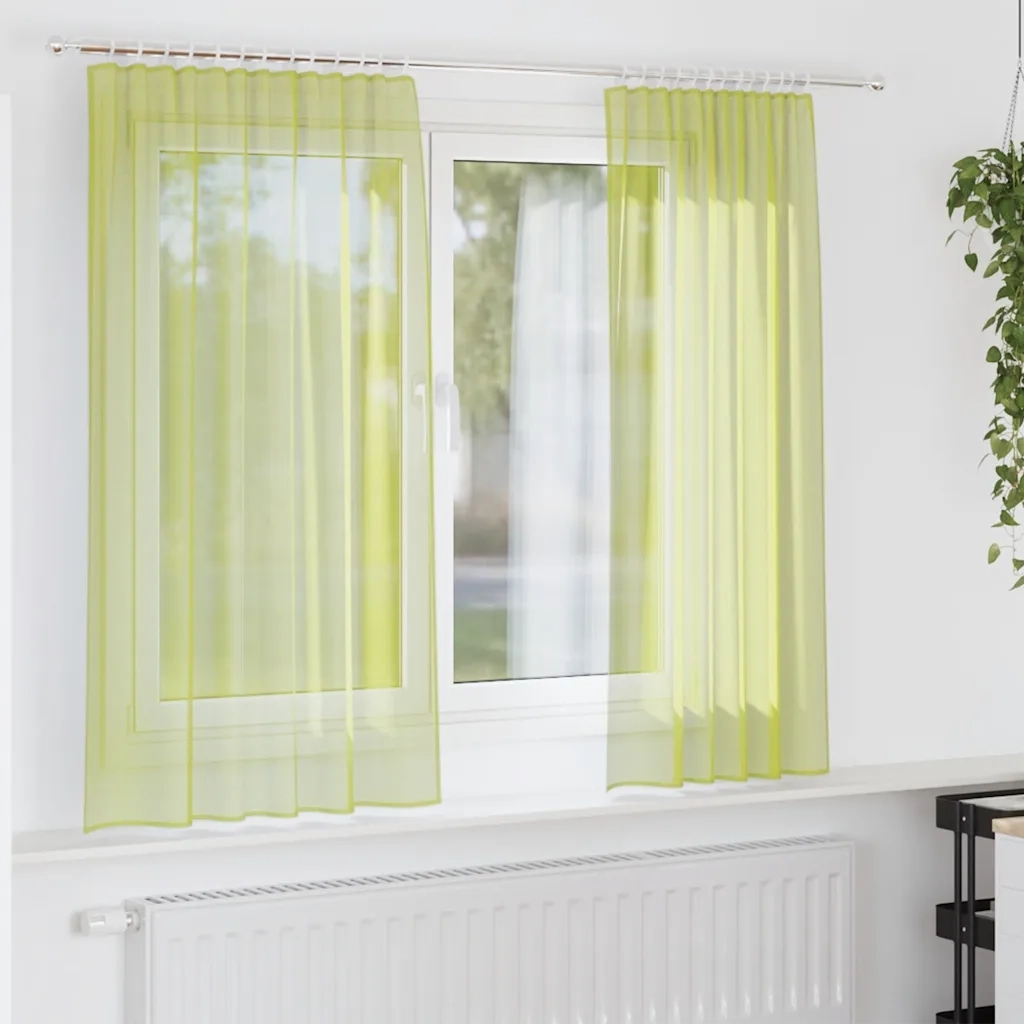 Tende in Voile con Tasche per Aste 2 pz Verde Mela 4102162