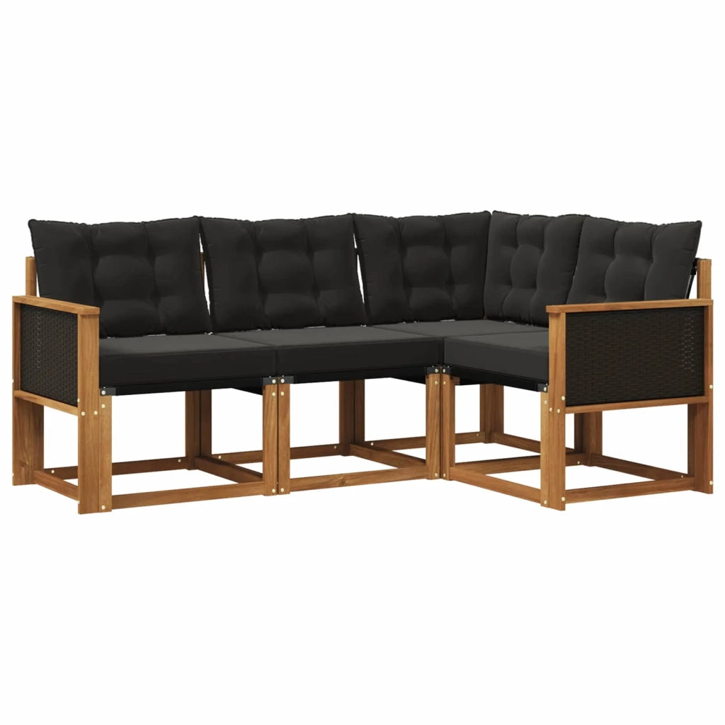 Set di divani da esterno 4 pz Naturale e Nero 3381912