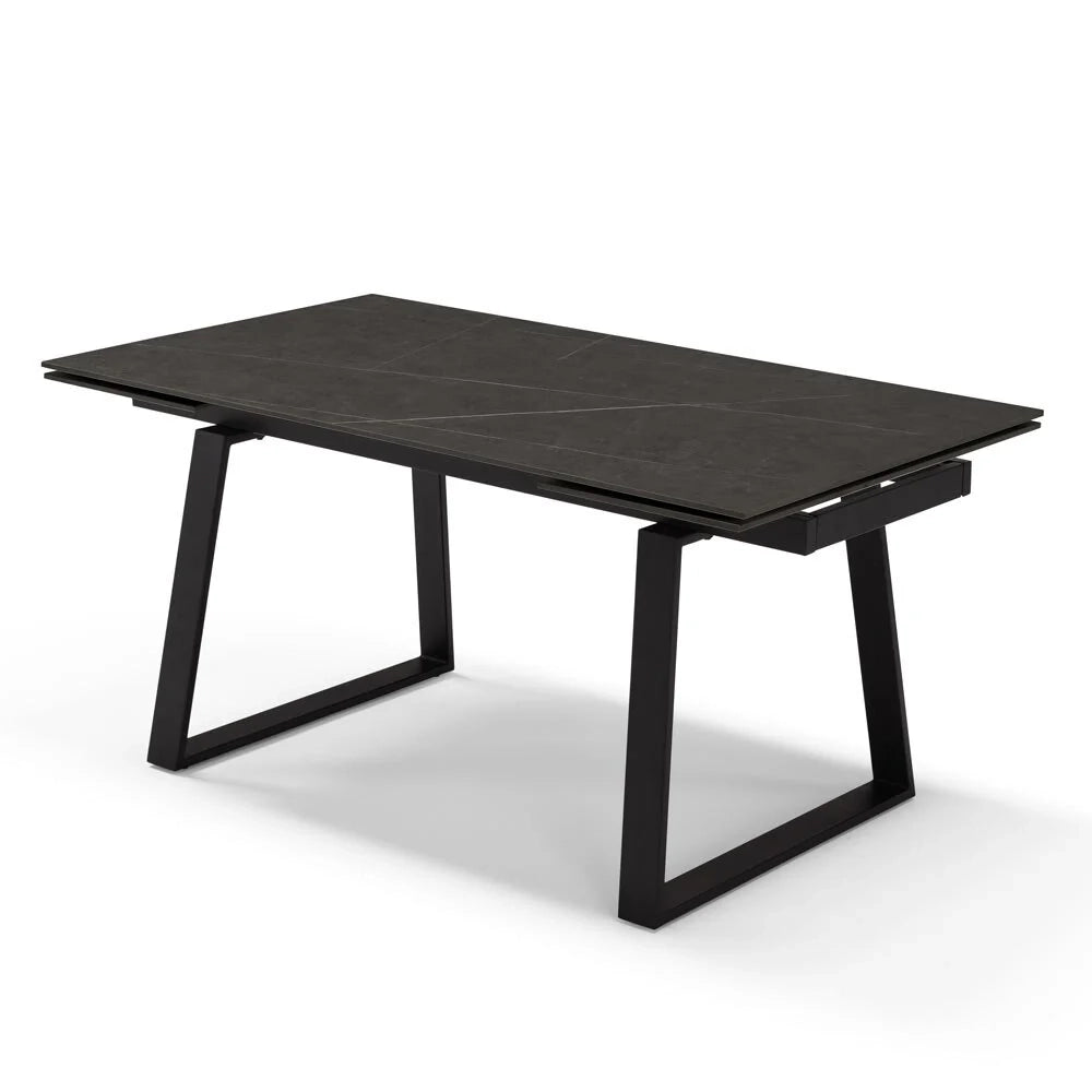 Tavolo allungabile da pranzo Pietra Nera 160x90 modello ATLAS fino a 240 CM per sala da pranzo, cucina e soggiorno, design moderno con top in grès ceramico