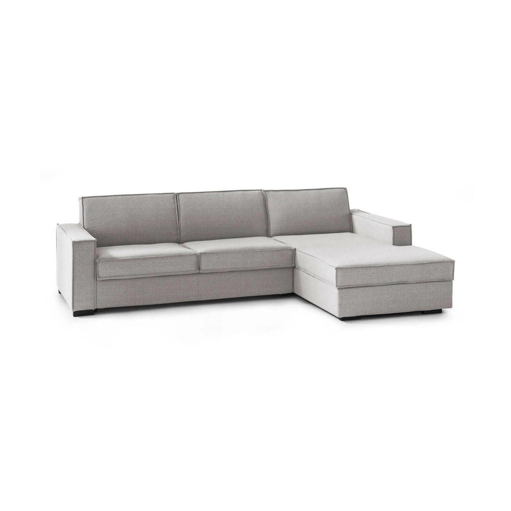 Achico, Divano Letto con Penisola Sfoderabile Made in Italy, 280x95 cm Grigio
