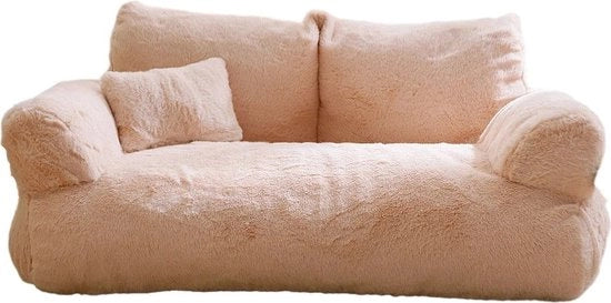 Cuscino per Gatti e Piccoli Animali - Caldo e Soffice - Con Base Antiscivolo - Piumino Comfortevole - Per Piccoli e Medi Animali - Cachi - 55 x 38 x 18 cm