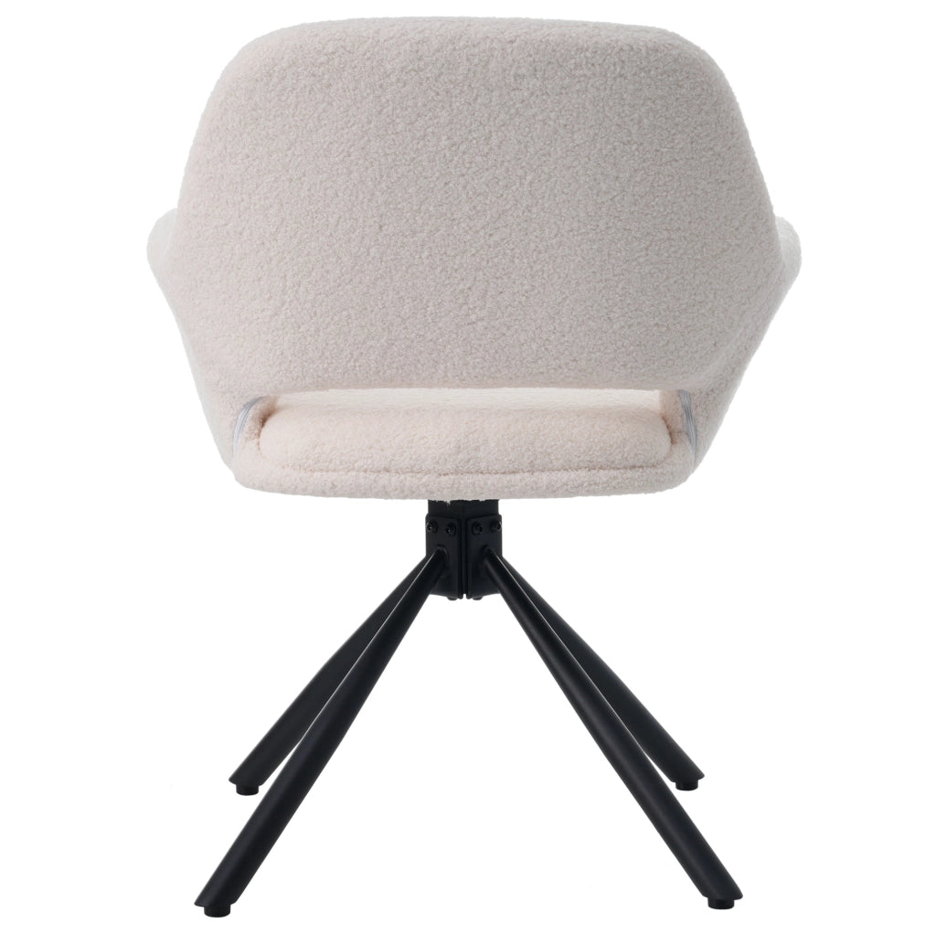 Set 2 sedie girevoli con braccioli in sherpa bianco