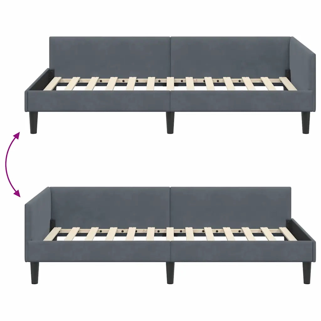 vidaXL Struttura del letto ad angolo Grigio scuro 90 x 190 cm