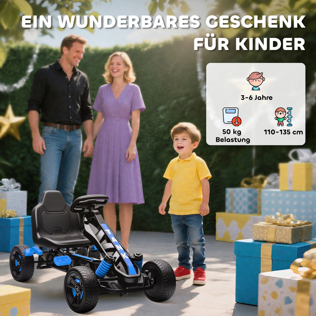 Go-kart a pedali per bambini con freno e ruote antiscivolo ¨C zephmum ¨C Blu