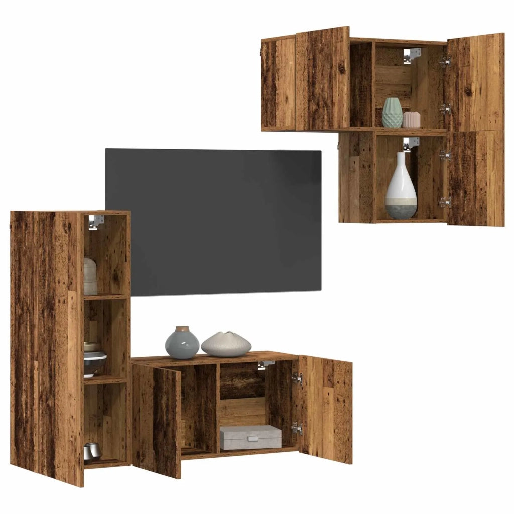 Mobile TV 4 pz | Armadietto TV | Mobile Porta TV Legno vecchio Legno multistrato