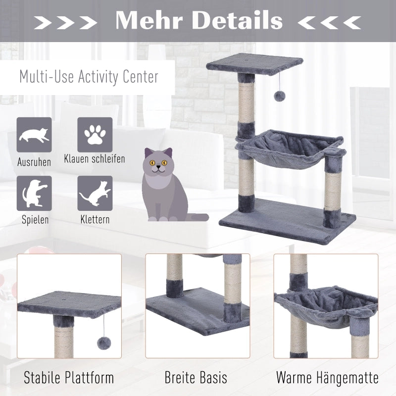TIRAGRAFFI GATTO Con amaca 50x36x70 cm Grigio in peluche