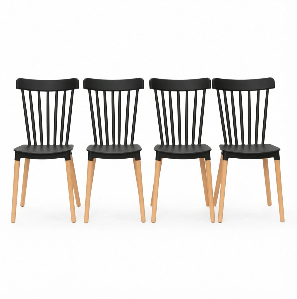 Set di 4 sedie da pranzo scandinave in PP e faggio