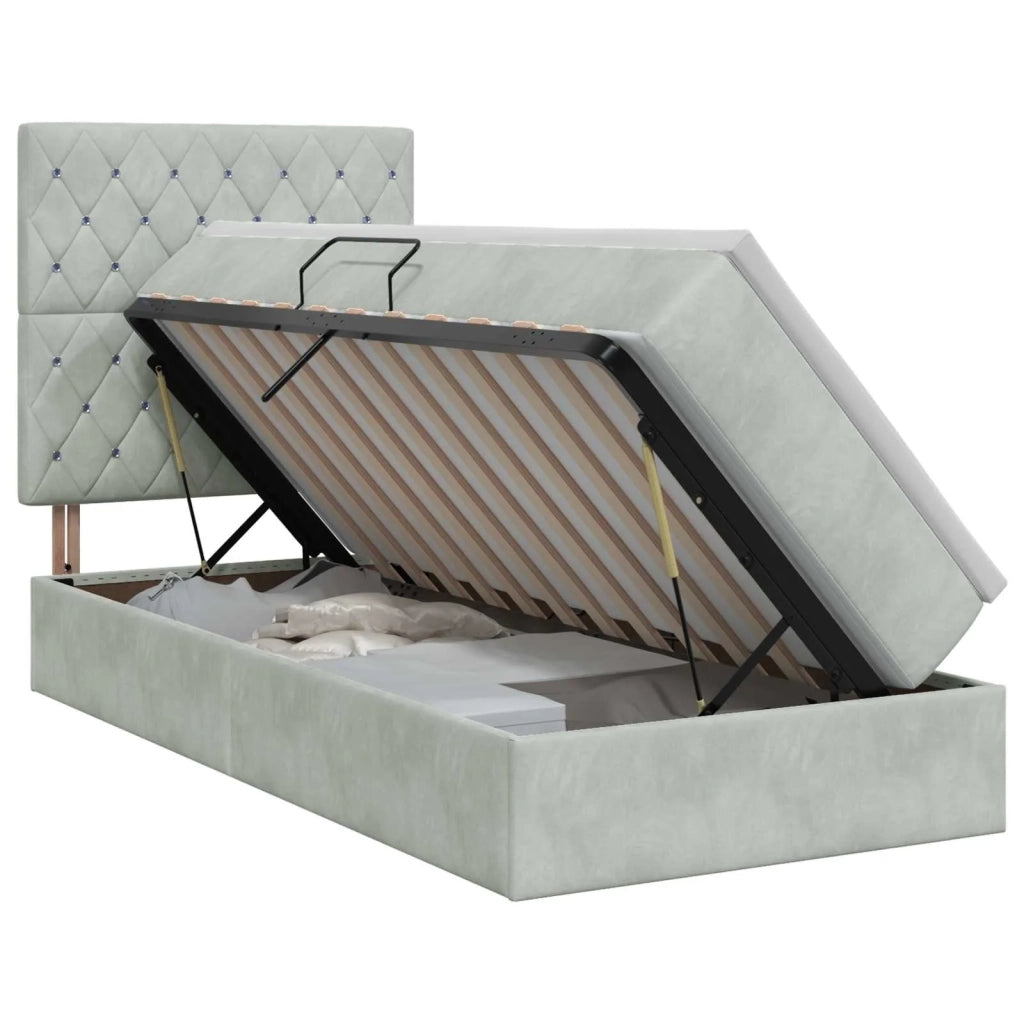 Letto con contenitore e materasso Grigio Chiaro 90 x 200 cm 3459603