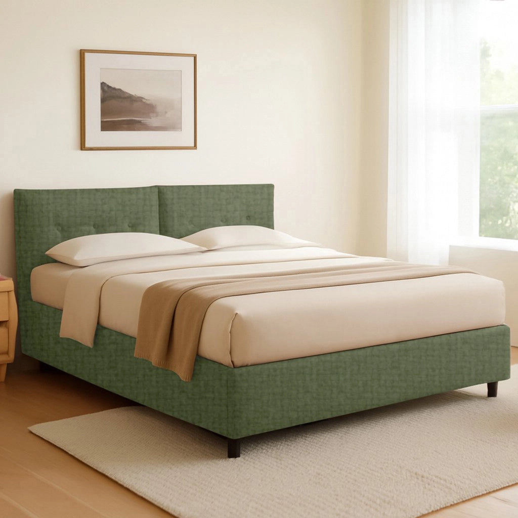 Exeter, Letto Singolo Sfoderabile Made in Italy, Verde