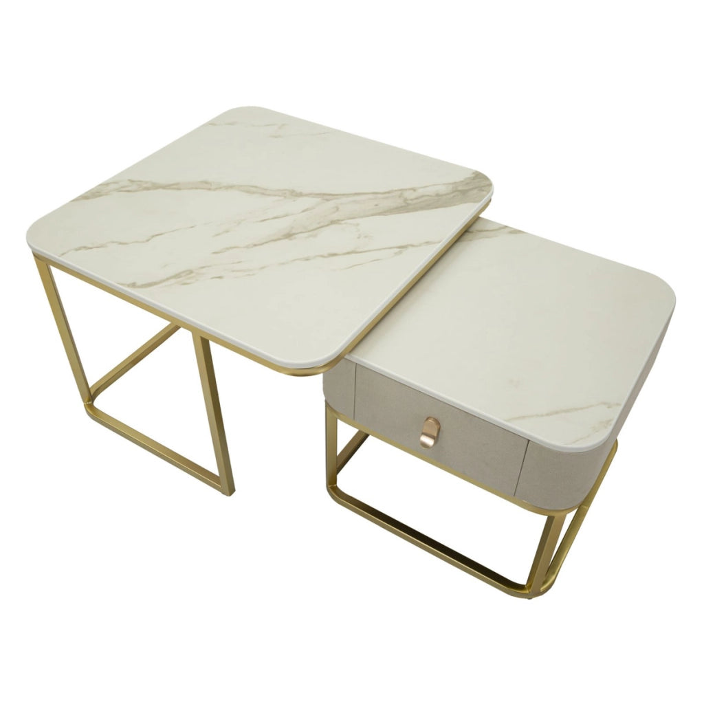 Set di Tavolini VKH794, Beige, Legno, 70x70x48 cm