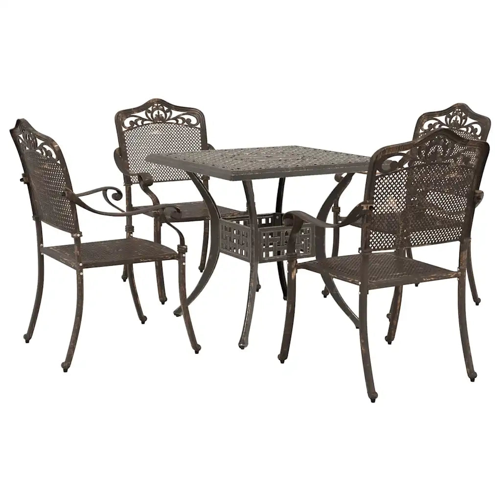 Set di Tavolo da Giardino 5 pcs Bronzo Alluminio pressofuso 3334744