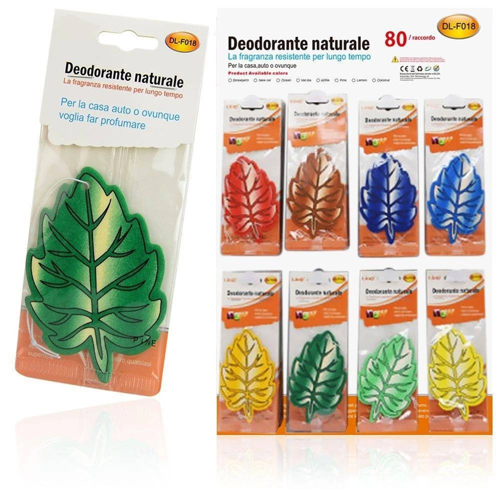 Trade Shop - Set 3pz Deodorante Profumo Auto Casa Bagno Forma Foglia 2d Varie Fragranze Dl-f018 -