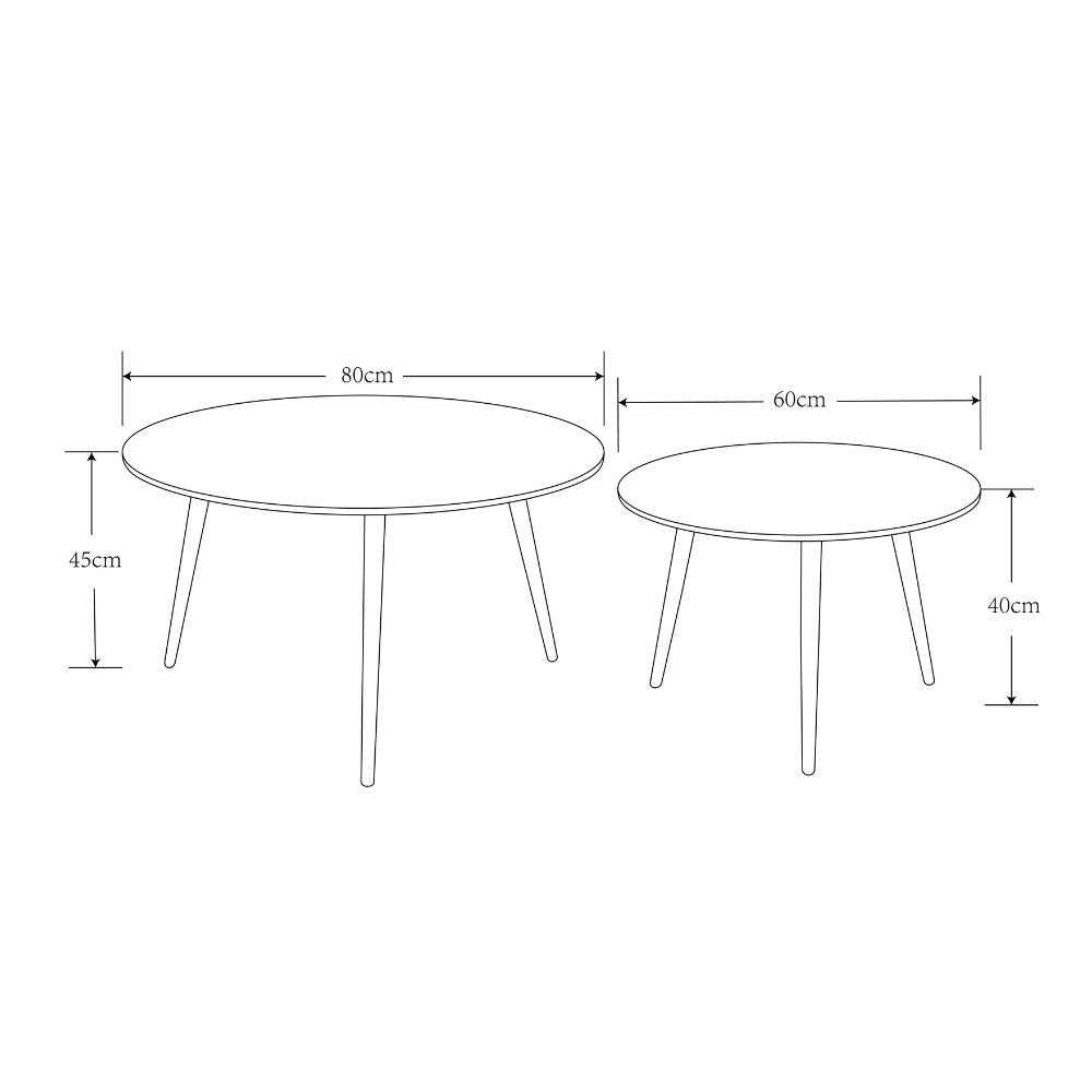 Set 2 tavolini da salotto Bicolor con piano in ceramica effetto marmo bianco lucido e gambe nere