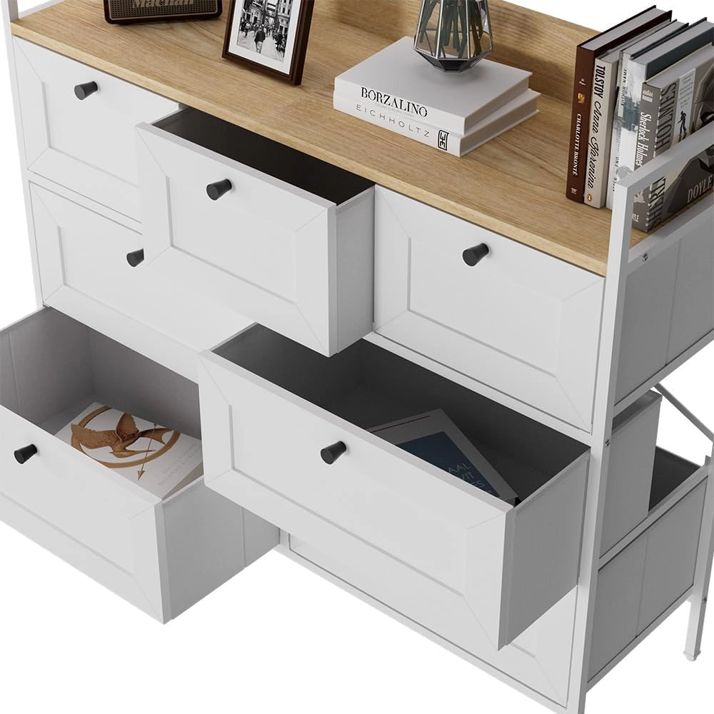 Cassettiera Belaro, Bianco, 98 x 85 cm con 7 cassetti, per riporre abiti e oggetti di uso quotidiano
