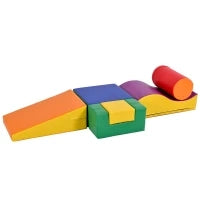 Set di 6 Grandi Blocchi da Costruzione per Giocare e Arrampicarsi con Scala e Scivolo, Adatto a Bambini in Età Prescolare e Neonati, Blocchi Morbidi e Colorati, Giallo