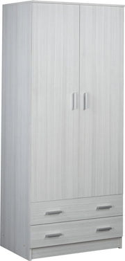 Armadio 2 Ante 2 Cassetti 77x182x52 cm Eucalipto