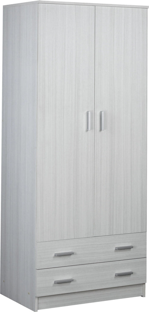 Armadio 2 Ante 2 Cassetti 77x182x52 cm Eucalipto