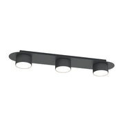 Plafoniera 3 Luci Freya In Acciaio Nero Diffusori A Cilindro