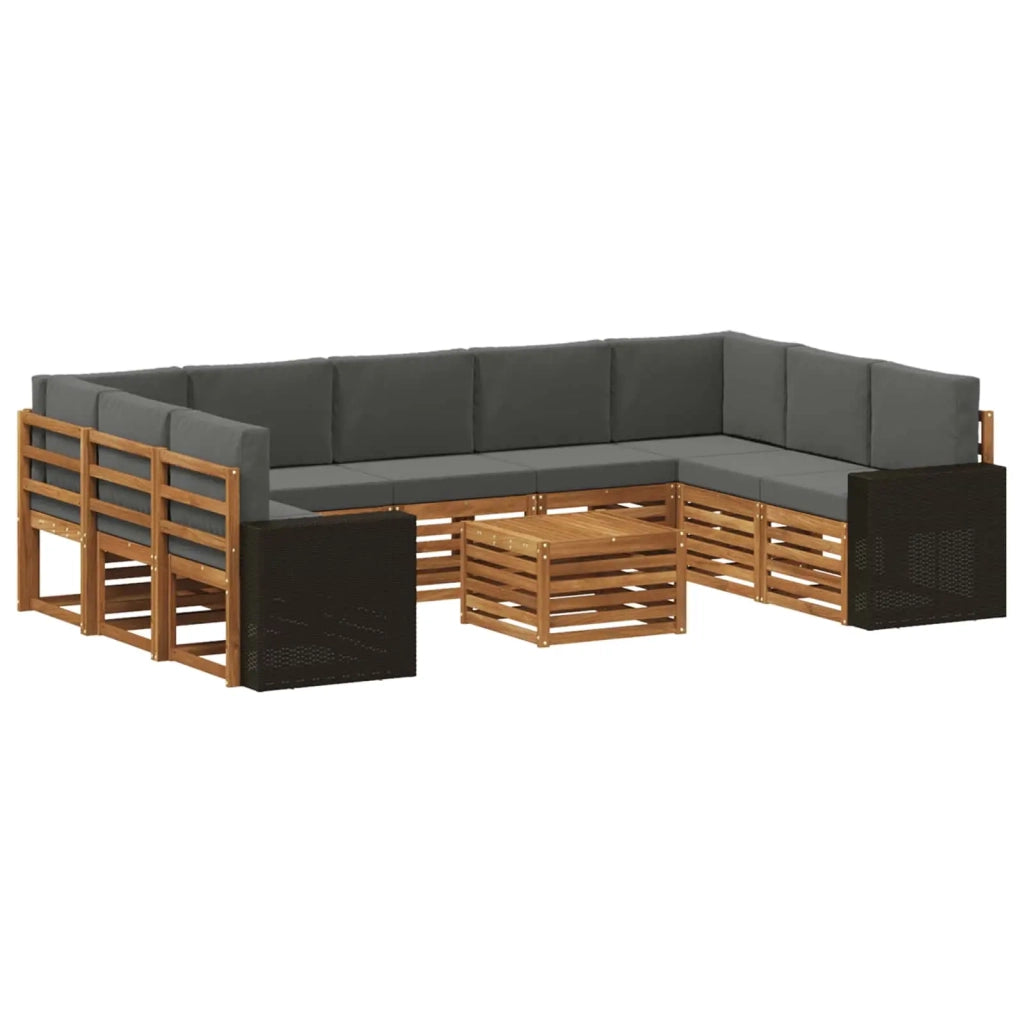 Set divani 10 pcs Naturale e Antracite Legno di Acacia Massello 3384873