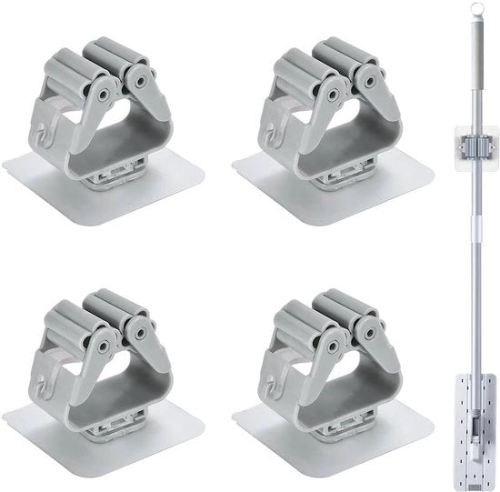 Pacco di 4 Spalliere Autoadesive per Asciugamani per Broom Stand senza Fori