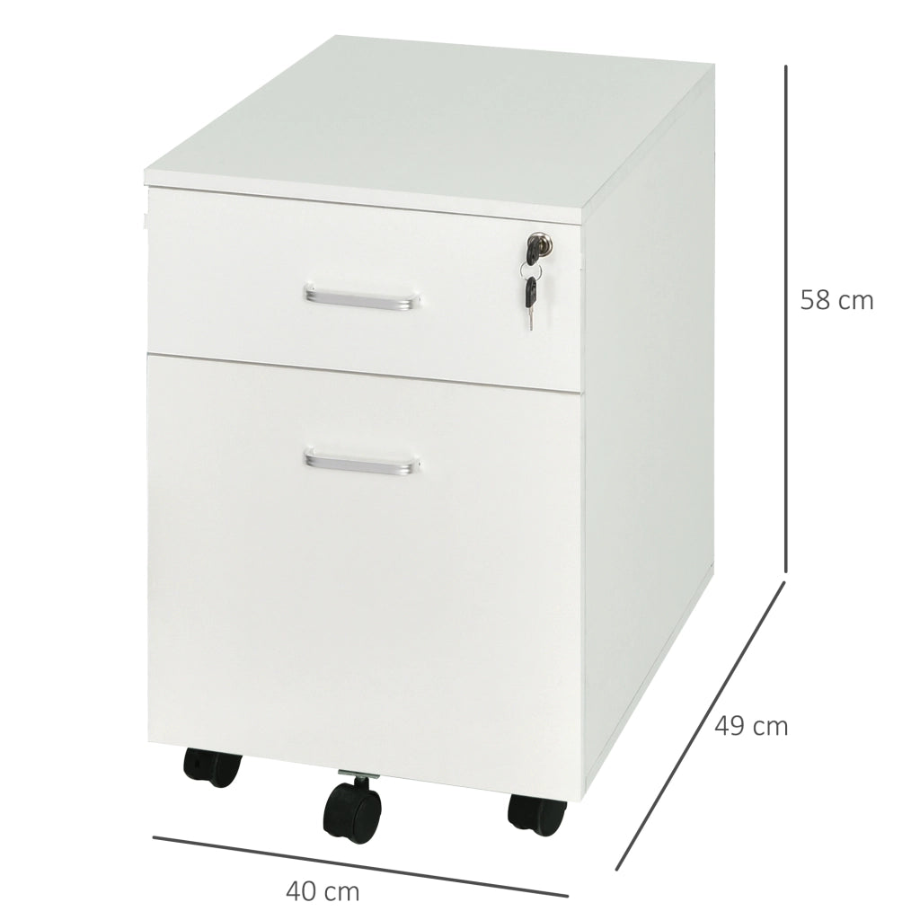 Cassettiera con Ruote per Ufficio ¨C zephmum ¨C 40x49x58 cm Bianco
