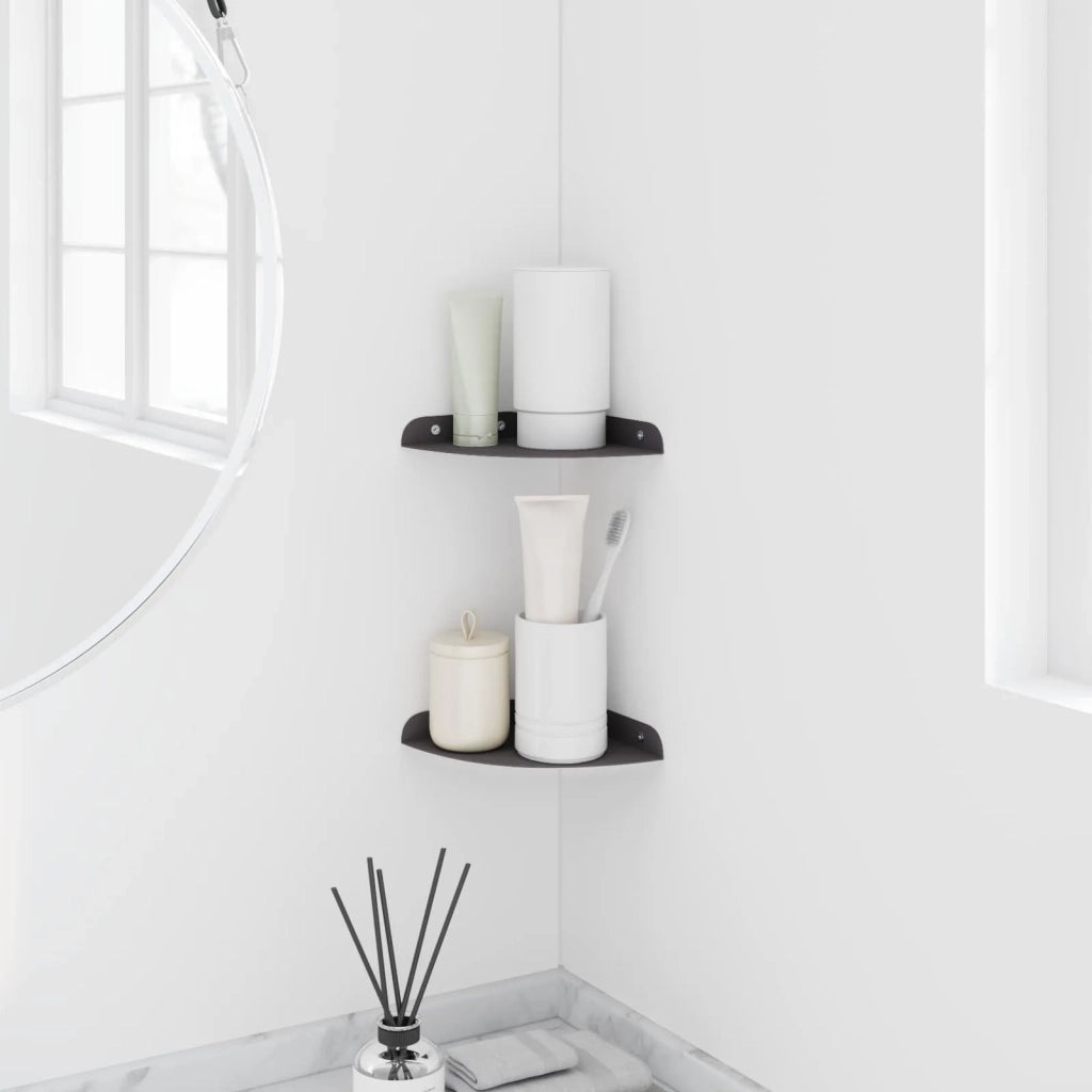 Mensola sospesa con lo scaffale 2 pcs Nero 15 x 15 x 2 cm 8004074