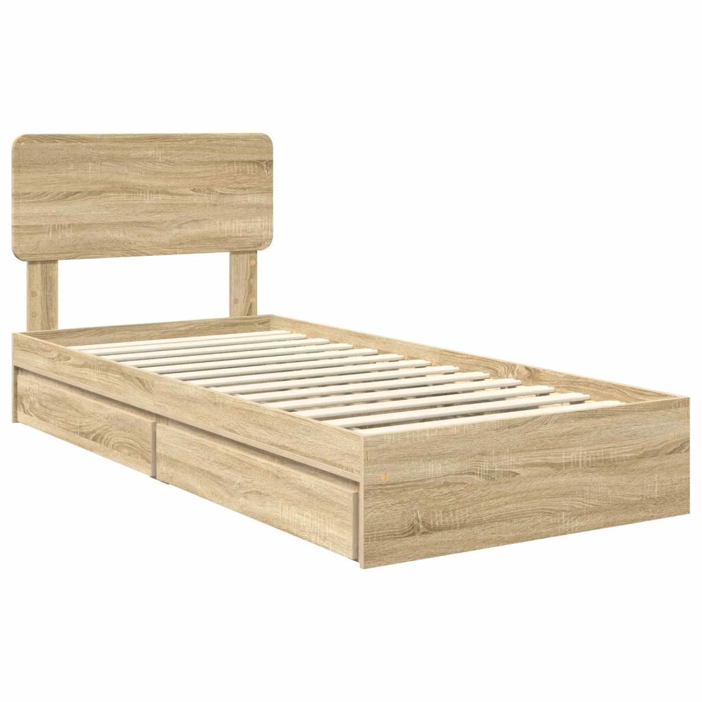 Letto con Contenitore con testiera Rovere Sonoma 90 x 200 cm
