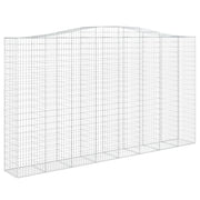 Cesto gabbione recinzione a gabbia muro di contenimento ad arco 400 x 50 x 220/240 cm ferro zincato argento 02_0040096