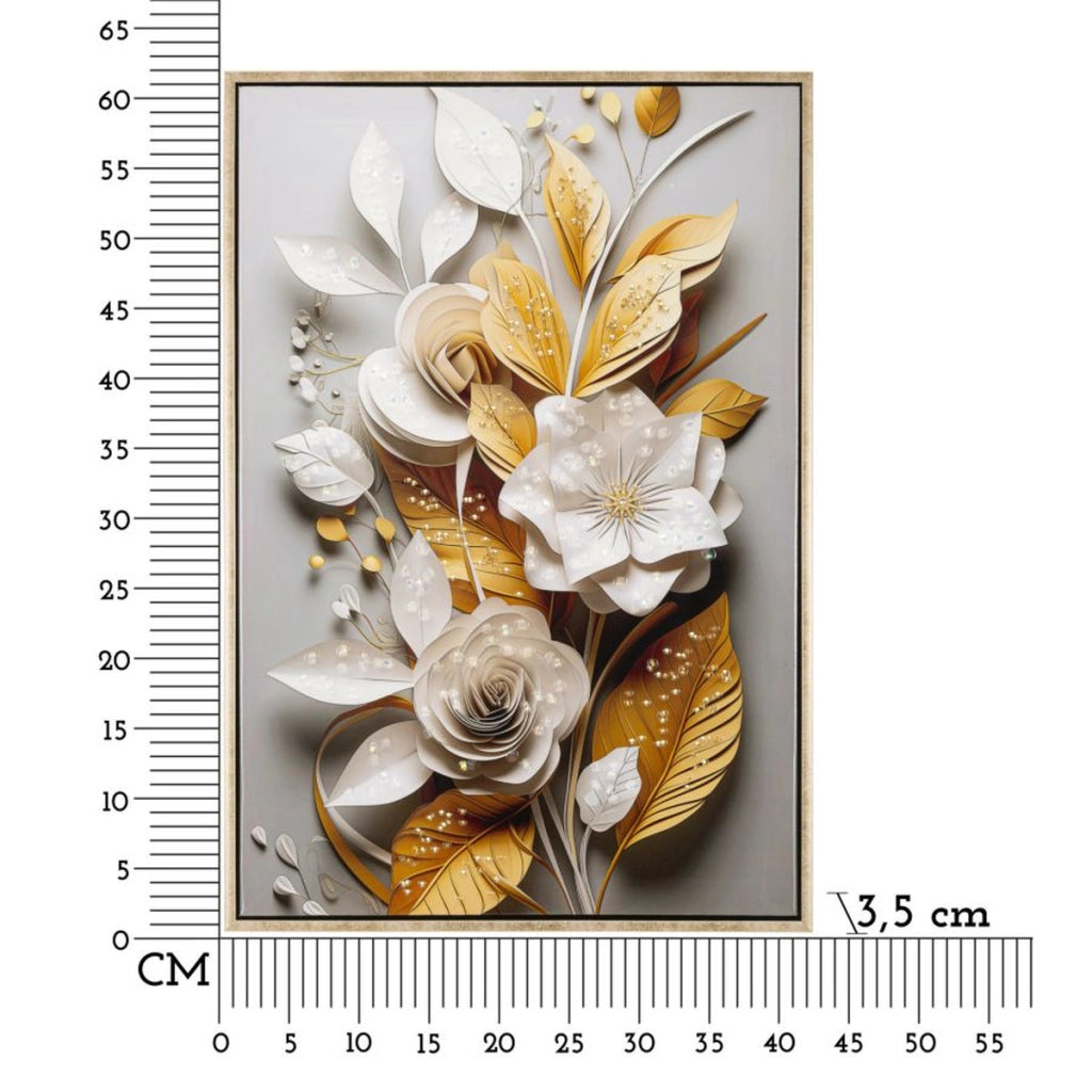 Stampa su Tela Fiori 72, Multicolore, Legno, 42x3,5x62 cm