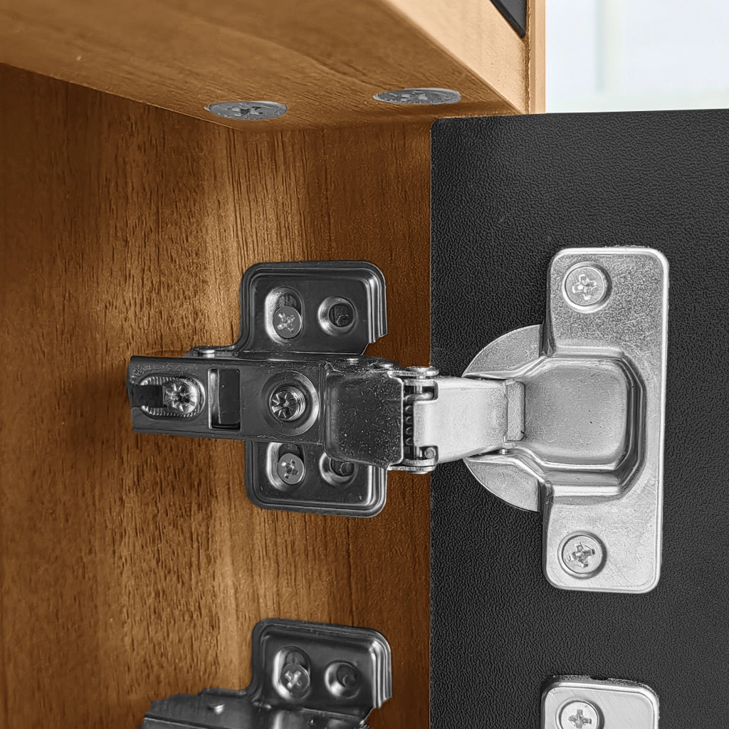 Mobile TV con 4 Ante ¨C MINIMAL ¨C Nero/Legno Naturale, 170x38x47 cm