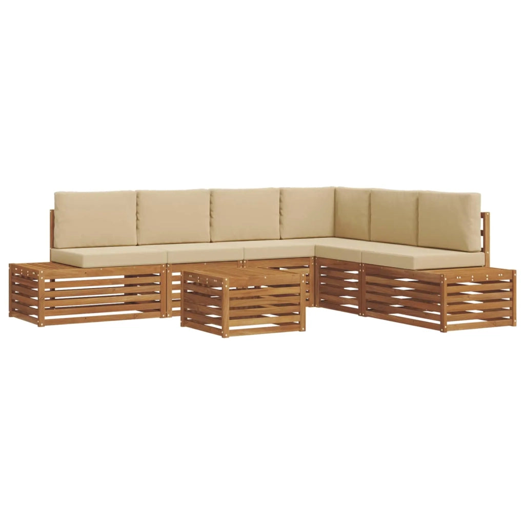 7 pz Set di divani da esterno Naturale e Beige 3375458