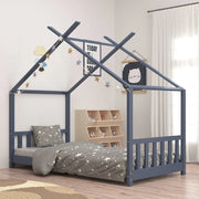Giroletto per Bambini Grigio in Legno Massello di Pino 80x160cm 283371