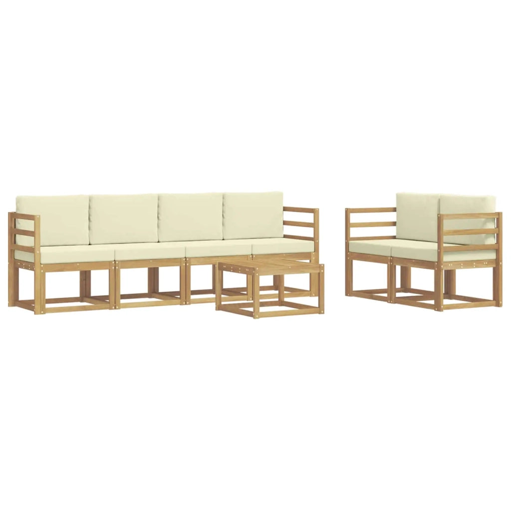 Set di divani da esterno con cuscino 7 pcs Bianco e Crema 3387264
