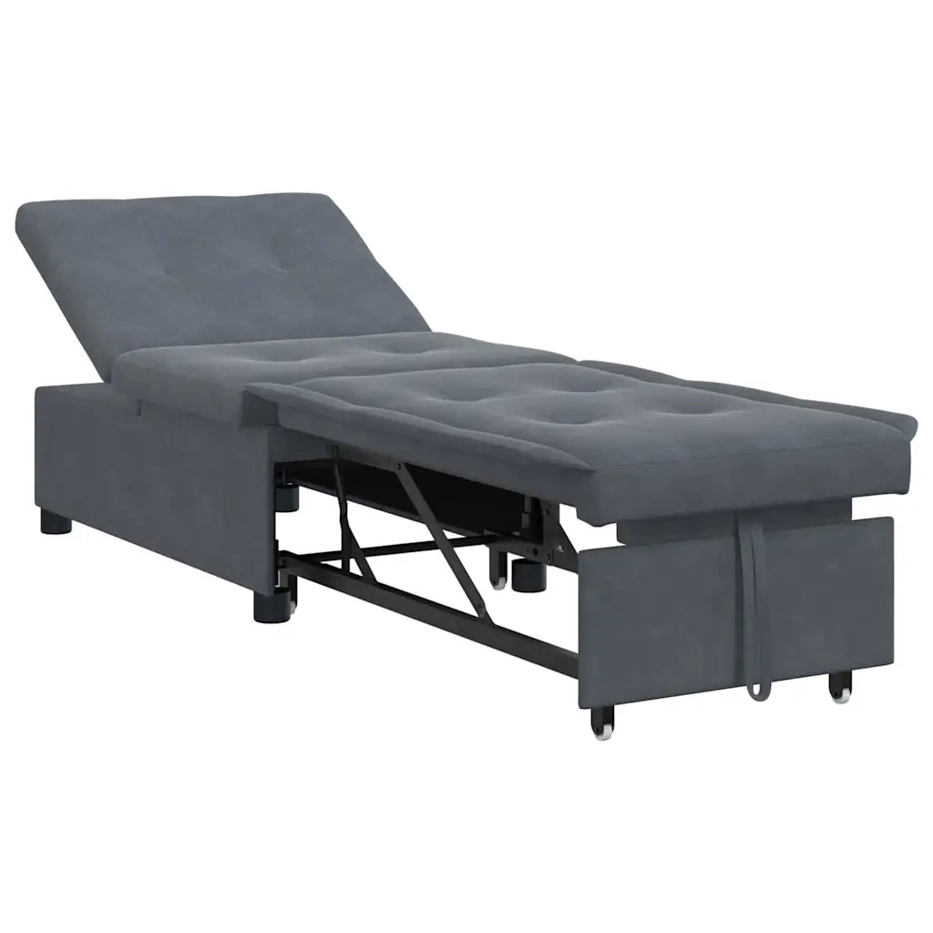 vidaXL Divano Letto Grigio scuro 67 x 194 x 38 cm Velluto