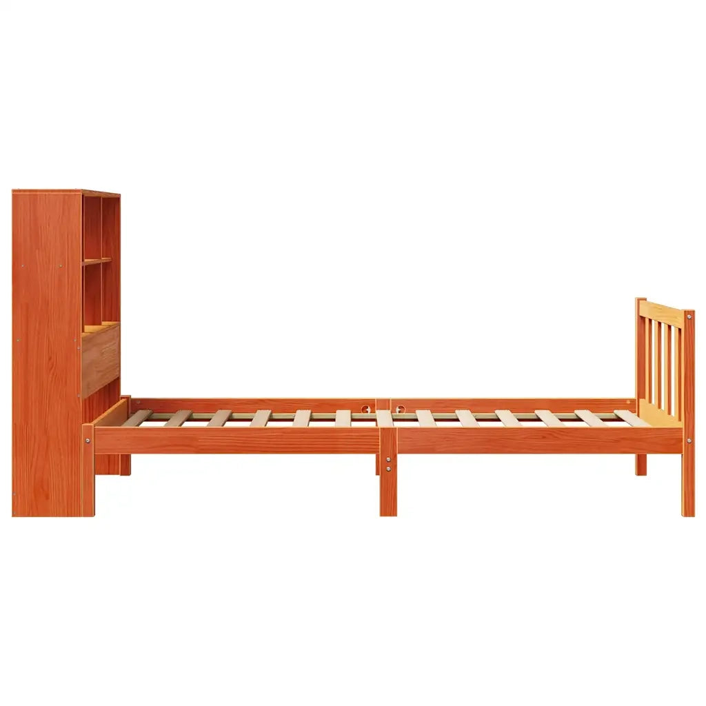 Letto Libreria senza Materasso Marrone Cera 75x190 cm in Pino 3321714