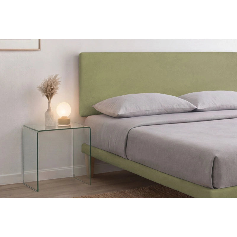 Letto imbottito Letto Matrimoniale alla Francese 140x200 cm Flat - Con rete,Microfibra,Tè verde